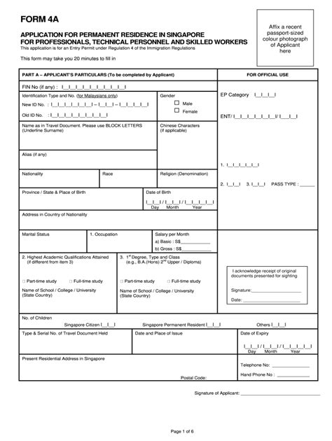 singapore pr application documents